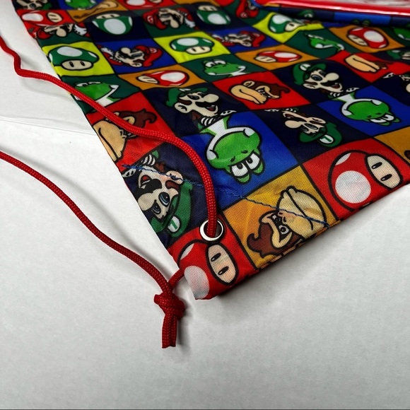 Super Mario‎ Drawstring Cinch Backpack Pencil Zip Pouch Gym Book Bag Nintendo - Picture 4 of 9